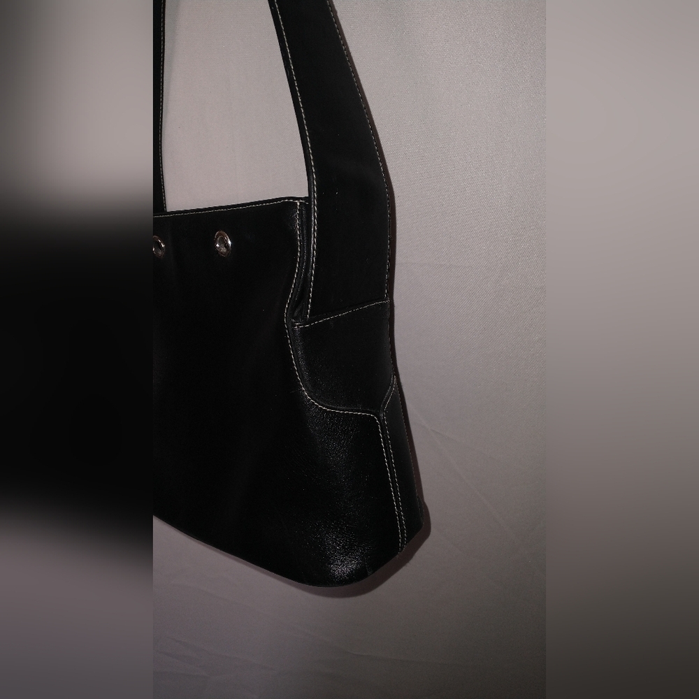 Lauren Ralph Lauren Elegant Black Leather Shoulder Bag Retro Vintage 90"S - Picture 7 of 11
